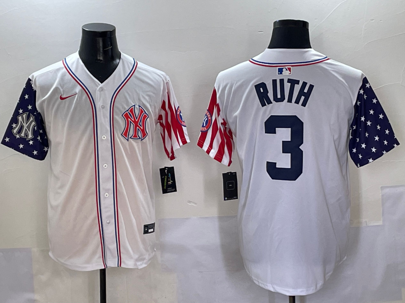 Men 2025  MLB New York Yankees #3 Ruth white jersey style 19->new york yankees->MLB Jersey